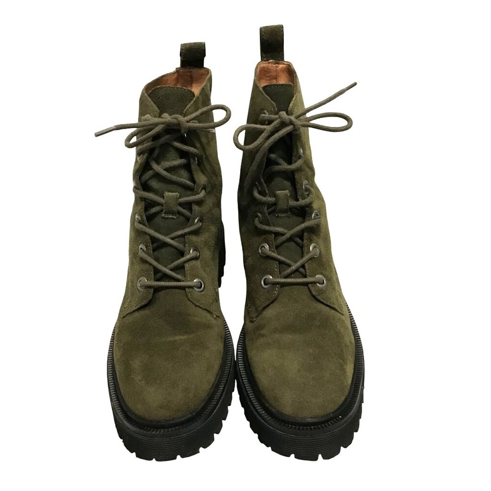MADEWELL Womens 7.5 Green Suede Ankle Boots Lug Sole MSR $198 - Picture 5 of 12